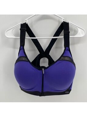 VSX Purple and Black Front-Zip High-Impact Sports Bra